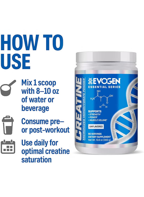 Creatine Unflavored 60 Servings 300G EVOGEN