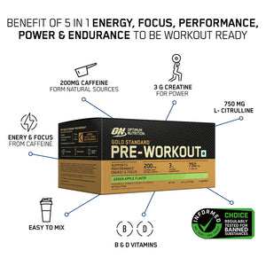 Optimum Nutrition (ON) Gold Standard Pre-Workout- 142.5g/15 single serve packs Optimum Nutrition