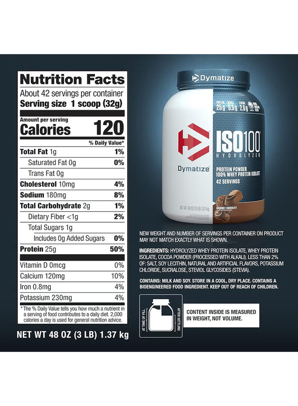 Dymatize ISO100 Hydrolyzed Protein Powder,40 Serving 3Lbs