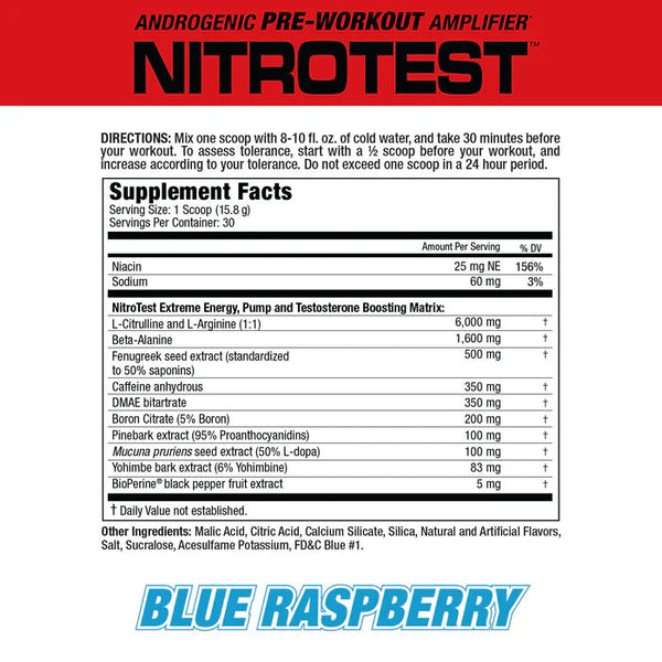 Musclemeds Nitrotest Androgenic Pre-workout 30 Servings Musclemeds
