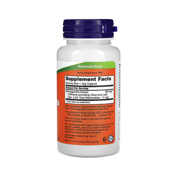 Now Ashwagandha 450 Mg Veg Capsules 90 Capsules
