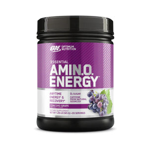 A black plastic tub of Optimum Nutrition Essential Amin.O.