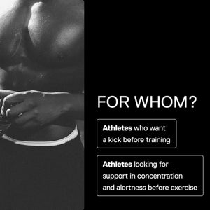 Black and white image of a person with text about athletes using a product.