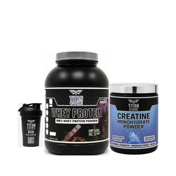 Titan core whey protein  + Titan core Creatine + Shaker